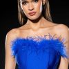 Two Piece Sets * | The Moment Feather Detail Corset In Blue Royal Blue