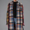 Long Sleeve Tops * | Grunge Girl Mixed Patchwork Oversized Long Plaid Top Blue