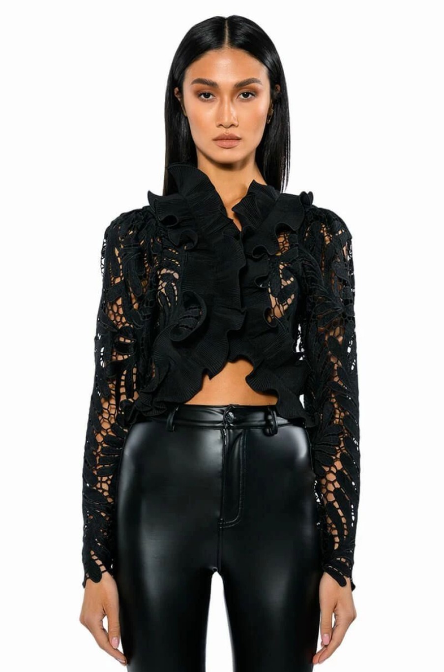 Long Sleeve Tops * | Every Event Lace Bolero Black