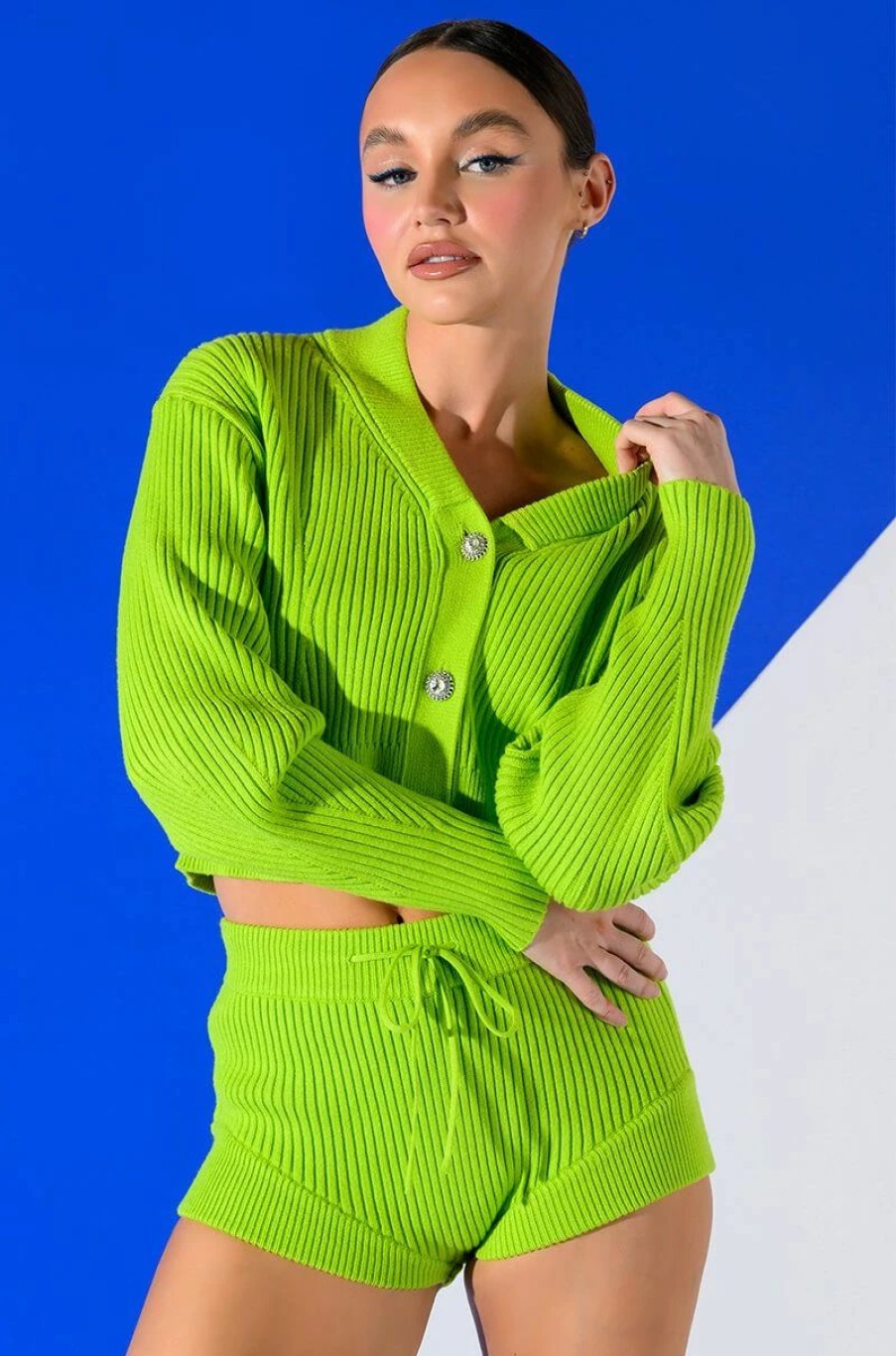 Two Piece Sets * | Irreplaceable Knit Short Lime