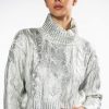 Long Sleeve Tops * | Esme Metallic Sweater Silver