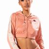 Hoodies And Sweatshirts * | Kappa Cropped Zip Front Hoodie Pink Multi