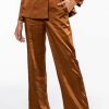 Two Piece Sets * | Stay Radiant Satin Trouser Brown