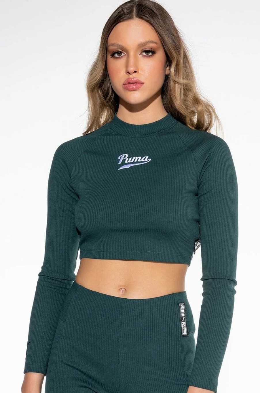 Long Sleeve Tops * | Puma Team Ribbed Ls Top Green