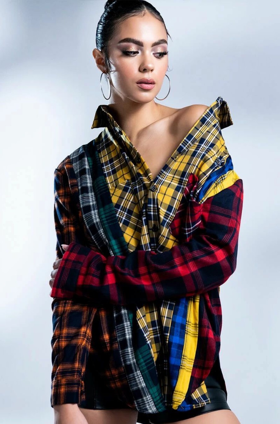 Long Sleeve Tops * | Plaid Obsession Long Sleeve Blouse Yellow Multi