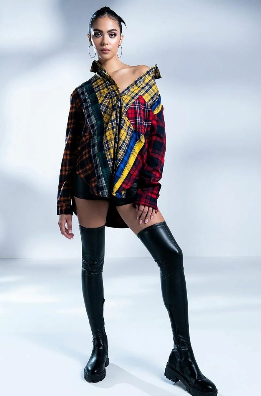 Long Sleeve Tops * | Plaid Obsession Long Sleeve Blouse Yellow Multi