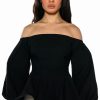 Long Sleeve Tops * | Evelyn Off The Shoulder Poplin Blouse Black