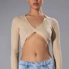 Long Sleeve Tops * | Hazel Collared V Neck Long Sleeve Sweater Beige