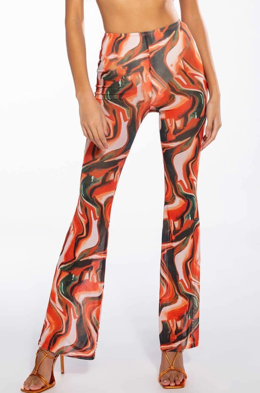 Two Piece Sets * | Wild Wild West Mesh Kick Flare Pant Red Multi