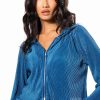 Long Sleeve Tops * | Astrid Pleated Front Zip Hoodie Blue