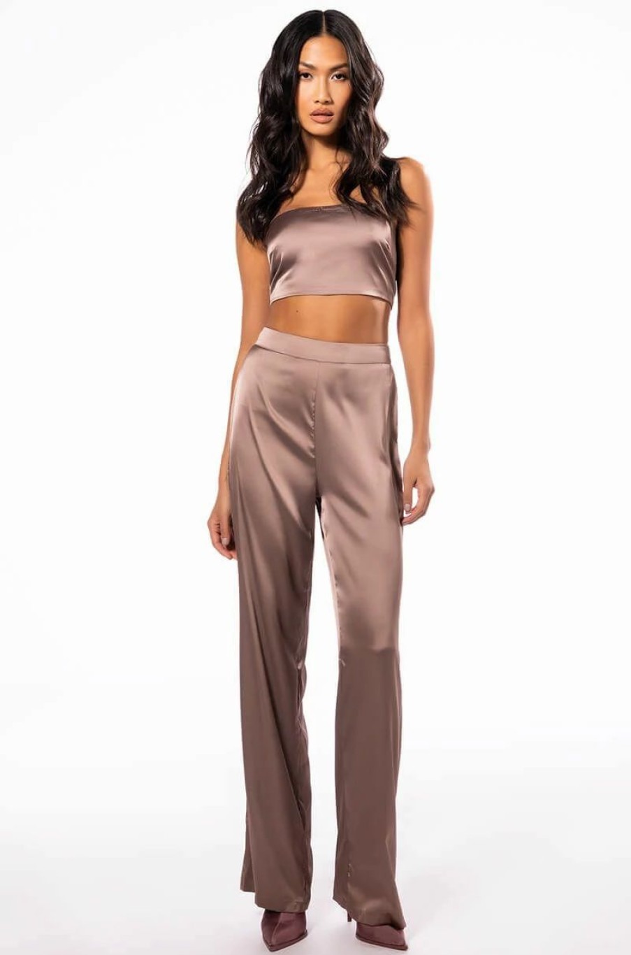 Two Piece Sets * | Keep It Real Straight Leg Trousers Light Brown